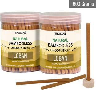 Anwesha Loban Bamboo less Dhoop Sticks Jar - 220 Scented Incense sticks - 600 Grams Loban