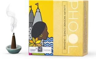 Phool Natural Cone for Pooja |with Temple Flowers & Essential Oil Jasmine Dhoop