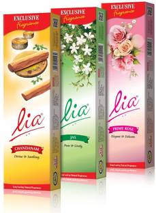 Lia Agarbatti Special Combo Pack of Jasmine, Prime Rose, Chandanam Fragrance