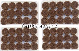 Shubh Aastha Cow Dung Organic Loban Sambrani Cup 4 Trey Set 48 Count (Upper Grade Quality) Loban, Guggal