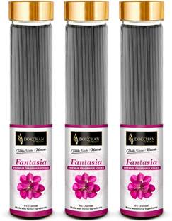 DOKCHAN Fantasia Incense Stick|No Charcoal|100% Herbal|Natural Essential Oils Low Smoke 100% Herbal Fragrance Pooja Fantasia Agarbatti | 3x100g Bottle