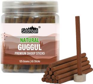 Siddhbali Guggul Scented Bambooless Dhoop Sticks Jar 125 grams 65 Incense Sticks - 3 Inch Guggul