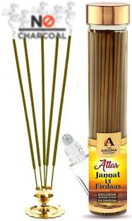 The Aroma Factory Attar Jannat Ul Firdaus Agarbatti Incense Stick Attar Blends( Charcoal Free & Natural) Low smoke incense stick, 100 gram Iech