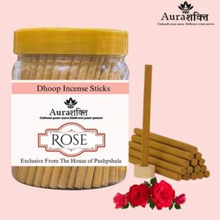 Aura Sakti Rose Dhoop Stick | Dhoop Sticks for Pooja | 80 Dhoop Sticks | Dhoop Batti Long-Lasting Aroma for Puja | Charcoal Free Dhoop Sticks