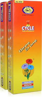 Cycle Three in One Agarbatti with 3 Signature Fragrance for Health, Wealth & Happiness - Lily, Floral, Woody, Natural