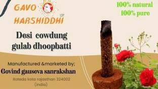 Gavo harshiddhi Desi Cow Dung Rose Gulab Dhoop Batti | Organic Natural Incense Sticks-2.5 Inch Rose (Gulab)