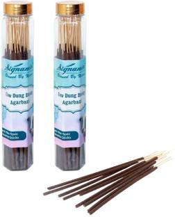 Signamio Cow Dung Dhoop Agarbatti with Natural Herbs for Home,puja etc.-(100g x 2 Bottle) Cow dung, ALL FLAVOURS
