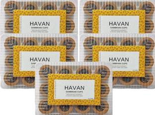 Shubh Aastha Organic Cow Dung Havan Cups (60 pcs) | Dhoop Cups for Pooja | Chandan Loban Cups Loban, Chandan, Sandalwood, Guggal