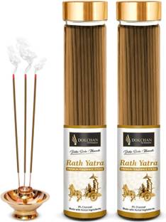 DOKCHAN Rath Yatra Premium fragrance Incense Stick|No Charcoal|Natural Essential Oils |Low Smoke 100% Herbal Fragrance Rath Yatra Agarbatti | 100g Stick Each Bottl