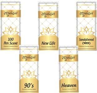 Raghunandan Premium Natural Charcoal Free Agarbatti Sandalwood, New life, 100 Per Scent, Heaven, 90's