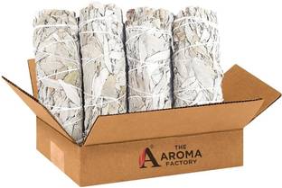 The Aroma Factory Natural White Sage Dry Leaves 4 Bundles (6 Inch x 30g Each) 1 Box, White Sage
