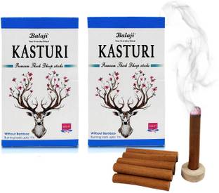 De-Ultimate Box Pack of 2 (10 Sticks Per Box) Kasturi Premium Thick Dhoop Incense Sticks Scented