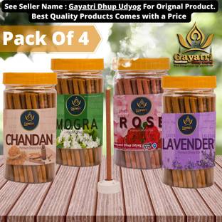 Aadishaktigayatri 4 in 1 (Multiple Fragrances) Dhoop Stick Chandan, mogra, rose, lavender