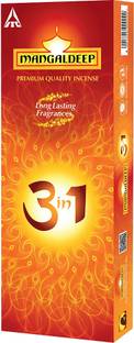 MANGALDEEP 3in1 Incense sticks - charcoal free - long lasting fragrance (223 gm) 3in1