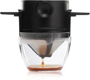 HASTHIP Filter Coffee Maker with Bottom Cup Double Mesh Pour Over Indian Coffee Filter