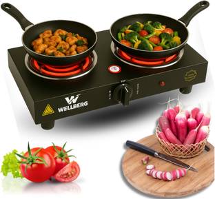 WELLBERG 2000W Dual Coil Electric Cooktop | Heavy Duty Hot Plate for Kitchen Use Electric Tandoor