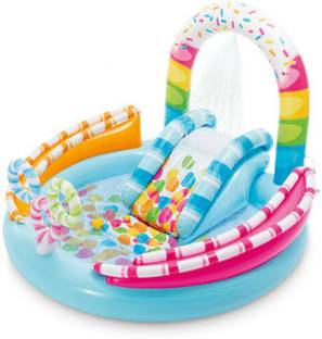 Intelligent Intex 57144 Candy Zone Playground With Slide With Pump Inflatable Swimming Pool