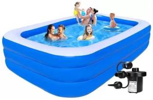 TinyTales 10 Feet Ract Kids Bath Tub with Air Pump Inflatable Swimming Pool Inflatable Swimming Pool