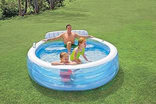 Intelligent Inflatable Swim (IND*74) Center Family Lounge Pool with Built-in Bench- 57190 Inflatable Swimming Pool