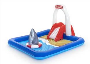 Tiny Tales Inflatable Floating Shark Pool Play Center for Kids with Detachable Slide Inflatable Swimming Pool
