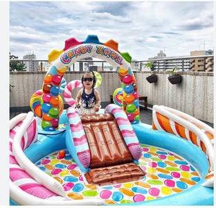 Intelligent Intex Inflatable (IND*061) Candy Zone Water Play Center With Pump Inflatable Swimming Pool