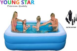ECOM BHARAT Premium 6.7 FEET (2.01m) LENGTH,5.9 FEETS (1.50m) BREATH AND 51CM HEIGHT. Inflatable Swimming Pool, Inflatable Toy Pump