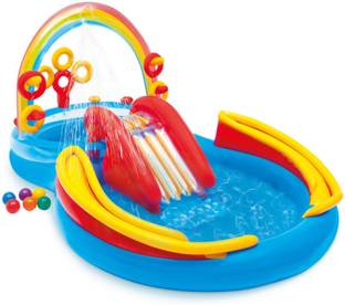 VWretails VW Rainbow Ring Inflatable Play Center w/ Slide , Slippery Water Slide, Inflatable Swimming Pool, Infatable Ball