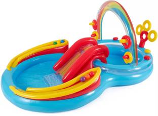 Tiny Tales Inflatable (IND*53) Children Rainbow Kiddie Spray wimming Pool With Water Slide Inflatable Swimming Pool
