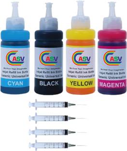 ASV Compatible Printer Refill ink For Canon MG2570S, E470, E477 E3370, E4570 Black + Tri Color Combo Pack Ink Cartridge