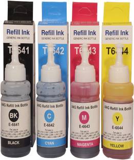 Ang Compatible For Use in Epson L360 Printer - Cyan, Magenta, Yellow & Black Black + Tri Color Combo Pack Ink Bottle