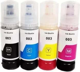 Gokul Enterprises 003 Ink 65ml Black, Cyan, Magenta, Yellow for (L3110, L3150) Tri-Color Black + Tri Color Combo Pack Ink Bottle