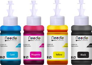 Needle 100 gms T664 for Ep L130 L360 L380 L361 L565 L210 L220 L310 L350 L405 Printers Black + Tri Color Combo Pack Ink Bottle