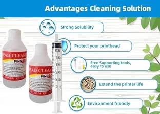 PINNACLE 2 Printer Head Cleaning Kit Unblock Printer Head Nozzle Hp Canon Brother Epson Black + Tri Color Combo Pack Ink Bottle