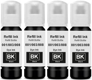 Salty 003,001 Refill Ink for L3110,L3150,L3250,L3252,L3115,L3116 Printer Pack of 4 Black Ink Bottle