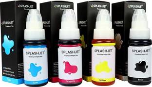 Splashjet Refill GI 790 Ink for Pixma G2000, G2012, G3000 -(C/M/Y/Bk-70gx4) - 501797 Black + Tri Color Combo Pack Ink Bottle