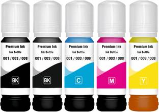 RAMKE High Quality Ink for 001, 003, L3200,L3210,L3211,L3215,L3216,L3250,L3252 Black + Tri Color Combo Pack Ink Bottle
