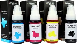Splashjet Refill GI 790 Ink for Pixma G2000, G2012, G3000 -(C/M/Y/Bk-70gx4) - 501797 Black + Tri Color Combo Pack Ink Bottle