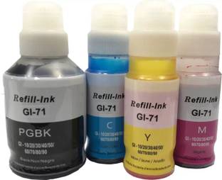 ZOKIO GI-71 / 71 Refill Ink For Canon G1020, G2020, G2021, G2060, G3020, G3060 Printer Black + Tri Color Combo Pack Ink Bottle