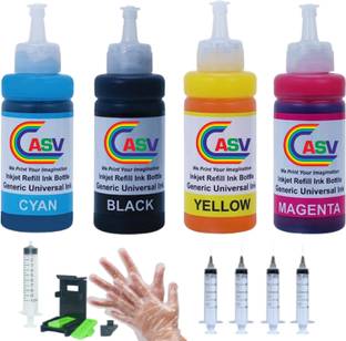 ASV Refill ink for HP 6075, 4178 Printer Use in 653 ink Cartridge Black + Tri Color Combo Pack Ink Bottle
