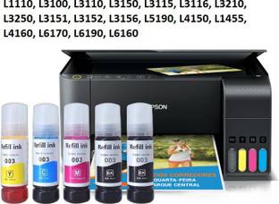 canoff INK FOR EPS. L3110,L3100,L3101,L3115,L3116,L3150,L3151,L3152,L3156,L4150,L4160 Black + Tri Color Combo Pack Ink Bottle