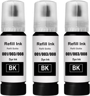 canoff 003,001 Refill Ink for L3110,L3150,L3250,L3252,L3115,L3116 Printer Pack of 3 Black Ink Bottle