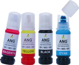 Ang 001/003 Ink For Ep L4150 L4158 L4160 L4168 L5190 L6160 L6161 L6168 L6170 L6171 Black + Tri Color Combo Pack Ink Bottle