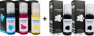 Splashjet 003 Ink for EP L3110, L3150, L3210 Printer - (70gm x C/M/Y + 2PCS Bk) - 503472 Black + Tri Color Combo Pack Ink Bottle