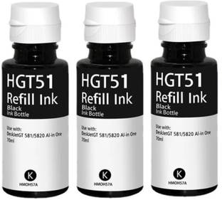 Inkspot GT51 BLACK INK FOR HP Ink Tank GT5810 310 315 319 410 415 419 115 PRINTERS 3 Black Ink Bottle