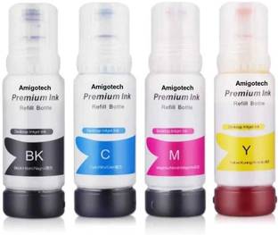 amigotech Ink Refill for 001 , 003 , L3200 , L3210 , L3211 , L3215,L3216,L3250,L3252 Black + Tri Color Combo Pack Ink Bottle