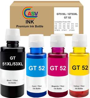 ASV GT53XLsmart tank printer 581,210,525,520,521,585,580,670,530,675,720,750,790 Black + Tri Color Combo Pack Ink Bottle
