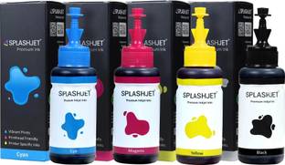Splashjet T664 Ink For Ep L130,L380,L210,L350P rinters - (C/M/Y/Bk - 70g x 4) - 501756 Black + Tri Color Combo Pack Ink Bottle
