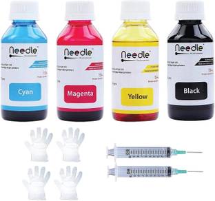 Needle 4x100 gms Ink Refill for Cartridge Printers Black + Tri Color Combo Pack Ink Bottle