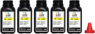 Black TN-2365 Toner Powder Compatible ForBrother DHL-L2321D, L2361DN, L2366DW, L2320d, DCP-L2541DW, L2520D, MFC-L2701D, L2701DW Pack Of 5 With Nozzle 100gm Each. Black Ink Toner Powder