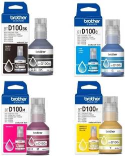 brother Original Ink Bottles BTD100 For T230 T430W T530DW T730DW T930DW Printer Black + Tri Color Combo Pack Ink Bottle